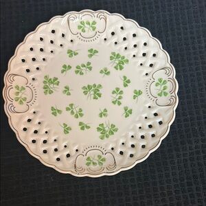 Elegant Green and White Ceramic Plate